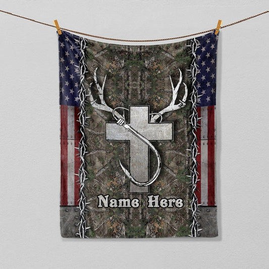 Maxcorners Custom Name Hunting Fishing God Blanket