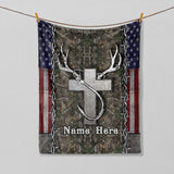 Maxcorners Custom Name Hunting Fishing God Blanket