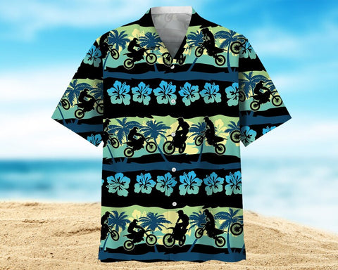 Maxcorner Flower Colorful Flower Pattern Dirt Bike Hawaiian Shirt