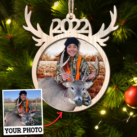 Maxcorners Custom Photo Christmas Hunting Ornament Gift for Deer Hunting Lovers