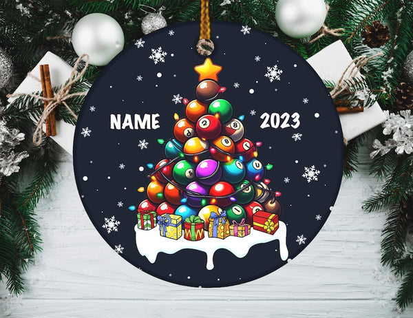 Maxcorners Personalized Billiard Christmas Ornament, Billiard Game Ornament