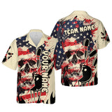 MaxCorners Bowling And Pins Gothic Skull Customized Name, Team Name 3D Hawaiian Shirt