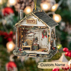 Maxcorners Personalized Dreamy Fishing Cabin 2D Flat Acrylic Ornament, Fishing Ornament, Gift for Fish Lover, Fishing Lover Xmas Ornament Gift 2D Flat