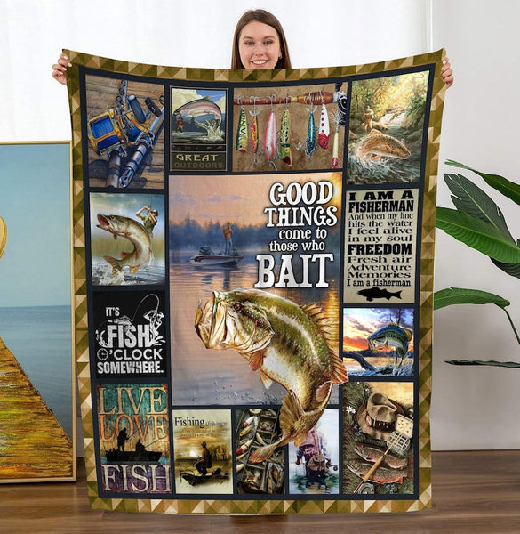 Maxcorners Good Things Come To Those Who Bait Fishing Blanket