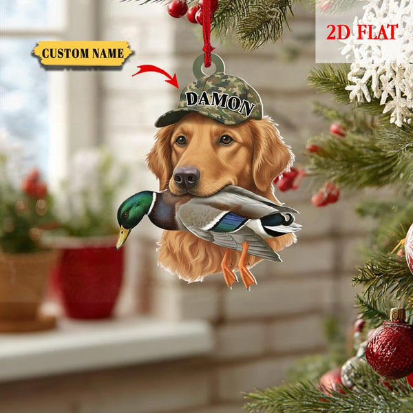 Maxcorners Personalized Hunting Dog Ornament 2025, Custom Xmas Duck Hunter Ornament, Labrador Retriever Christmas Gift for Dad, Hunter Decoration