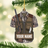Maxcorners Personalized Hunting Vest Ornament, Custom Name Hunter Gift, Camo Shirt Christmas Decor, Outdoorsman Rifle Xmas Ornament, Hunting Life