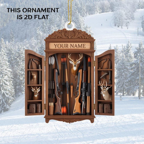 Maxcorners Personalized Hunting Cabinet Ornament: Rustic Hunter Gift (2D Flat)