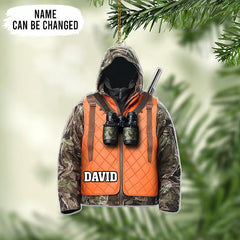 Maxcorners Personalized Orange Safety Vest Deer Hunter Outfit Christmas 3D Ornament, Custom Holiday Tree Decor, Perfect Gift for Hunter