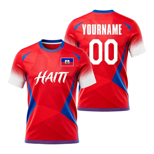 Maxcorners Haiti Soccer Supporter Gift Custom 3D Jersey Shirt Personalized Football Fan Clothing