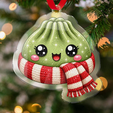 Maxcorners Dumpling Ornament Cute Sparkle Glitter Character Striped Scarf Winter Apparel Xmas Tree Hanging Personalized Christmas Decor