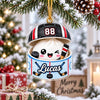Maxcorners Dumpling Ornament Cute Skiing Mascot Character Wearing Goggles Helmet Holding Skis Mountain Snow Trees Cable Car Number Year Personalized Christmas Decor