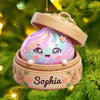 Maxcorners Dumpling Ornament Cute Sparkle Glitter Dumpling Character Woven Steamer Basket Flowers Personalized Christmas Ornament