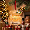 Maxcorners Dumpling Ornament Cute Sparkle Glitter Winking Character Bamboo Steamer Basket Santa Cap Gingham Bow Bell Sophia Personalized Name Label Xmas Decor Tree Hanging