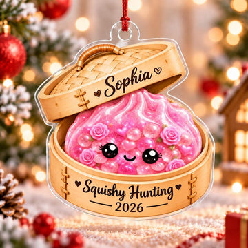 Maxcorners Dumpling Ornament Cute Sparkle Glitter Character Roses Flowers Hearts Bamboo Steamer Basket Squishy Hunting Year 2026 Personalized Christmas Decor