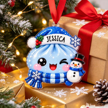 Maxcorners Dumpling Ornament Cute Winking Character Santa Cap Holly Berries Snowflakes Scarf Snowman Top Hat Tree Hanging Personalized Christmas Decor