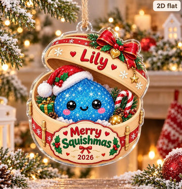 Maxcorners Dumpling Ornament Cute Squishmas Character Santa Hat Bamboo Steamer Basket Candy Cane Gift Personalized Christmas Decor