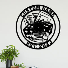 Maxcorners Poker Game Room Decor, Custom Poker Name and Est. Year Metal Wall Art LED, Gift For Poker LoverLM1009