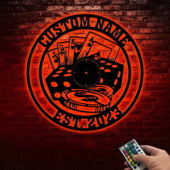Maxcorners Poker Game Room Decor, Custom Poker Name and Est. Year Metal Wall Art LED, Gift For Poker LoverLM1009