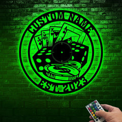 Maxcorners Poker Game Room Decor, Custom Poker Name and Est. Year Metal Wall Art LED, Gift For Poker LoverLM1009