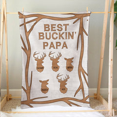 Maxcorners Personalized Hunting Dad Blanket, Best Buckin' Papa Blanket, Custom Soft Cozy Sherpa Fleece Throw Blankets, Gift for Dad, Father's Day Gift
 LM1711