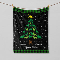 Maxcorners Personalized Christmas Deer Blanket, Hunting Blanket, Custom Name Soft Cozy Sherpa Fleece Throw Blankets, Xmas Gift for Hunter, Deer Lover LM1711