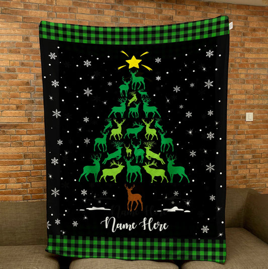 Maxcorners Personalized Christmas Deer Blanket, Hunting Blanket, Custom Name Soft Cozy Sherpa Fleece Throw Blankets, Xmas Gift for Hunter, Deer Lover

 LM1711
