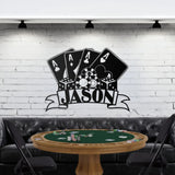 Personalized Poker Metal Wall Art LED, Gift For Poker Lover, Poker Game Room Decor