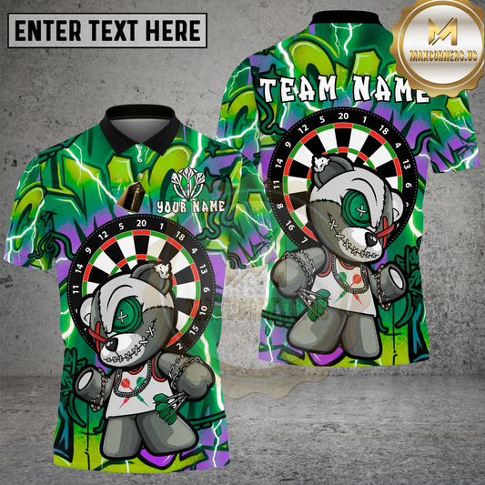 Maxcorners Graffiti Teddy Bear Dartboard Urban Style Multicolor Options Personalized Name, Team Name 3D Shirt (4 Colors)