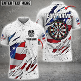 Personalized White Grunge American Flag Darts Polo Shirts