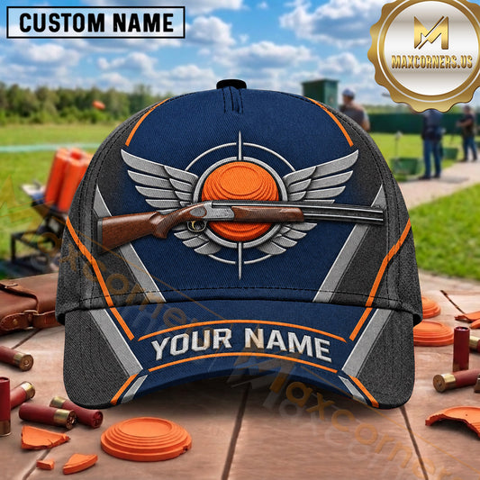 Maxcorners Trap Shooting Winged Clay Target Emblem Multiple Options Personalized Name 3D Cap