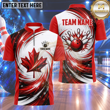 Maxcorners Canada Bowling Jersey Flowing Maple Leaf Energy Multiple Options Personalized Name, Team Name 3D Shirt