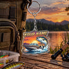 Maxcorners Sunset Speedboat Fishing Artwork Personalized Name 2D Acrylic Keychain Ornament (8 Fish Species)