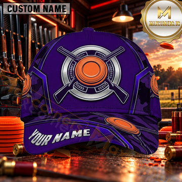 Maxcorners Crossed Shotguns Target Emblem Trap Shooting Personalized Name 3D Cap