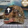 Maxcorners American Flag Cross Marsh Camo Dog Hunting Multicolor Options Personalized Name 3D Cap