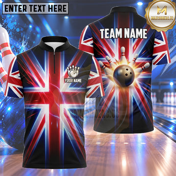 Maxcorners American Bowling Shirt Patriotic Flame Strike Multiple Options Personalized Name, Team Name 3D Shirt