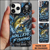 Maxcorners Fishing Skull Hook Grunge Artwork Multiple Options Personalized Name Phone Case (13 Fish Species)
