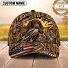 Maxcorners Torn Woodland Camo Sunset Scene Duck Hunting Dog Cap, Multiple Breeds Personalized Name 3D Cap