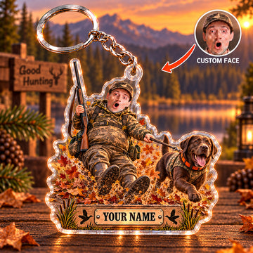 Maxcorners Hunting Dog Funny Fallen Hunter Retriever Buddy Custom Name & Face Custom Gift 2D Flat Acrylic Ornament, Keychain