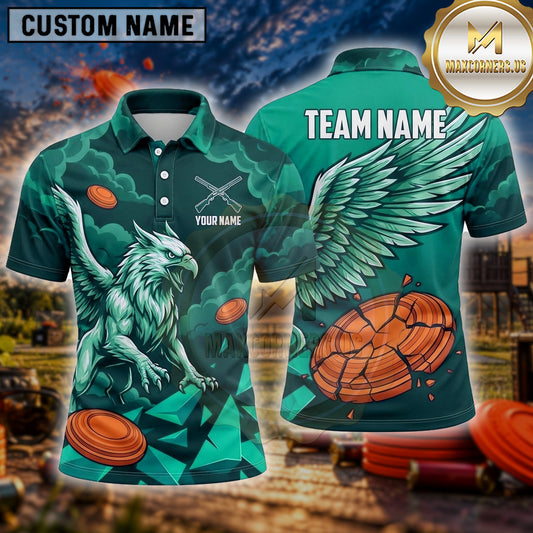 Maxcorners Trap Shooting Shirt Eagle Soaring Feather Wings Multiple Options Personalized Name, Team Name 3D Shirt