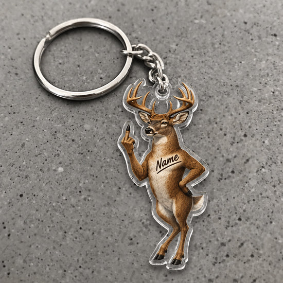 Maxcorners Funny Deer Dancing Character Custom Name Trap Hunting Custom Gift 2D Flat Acrylic Ornament, Keychain