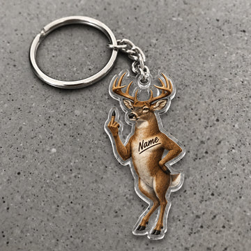 Maxcorners Funny Deer Dancing Character Custom Name Trap Hunting Custom Gift 2D Flat Acrylic Ornament, Keychain