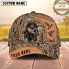 Maxcorners Dog Hunting And Duck Hunting Flying Birds Leather Artwork Multiple Options Personalized Name 3D Cap