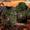 Maxcorners Whitetail Deer Hunting Woodland Camo Personalized Name 3D Hoodie