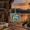 Maxcorners Blue Wave Fishing Emblem Personalized Name 2D Acrylic Keychain Ornament (8 Fish Species)