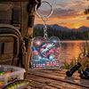 Maxcorners Patriotic Fireworks Fishing Artwork Personalized Name 2D Acrylic Keychain Ornament (8 Fish Species)