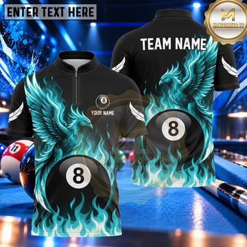 Maxcorners Fiery Phoenix Lightning Wings Pool Multiple Options Personalized Name, Team Name 3D Shirt