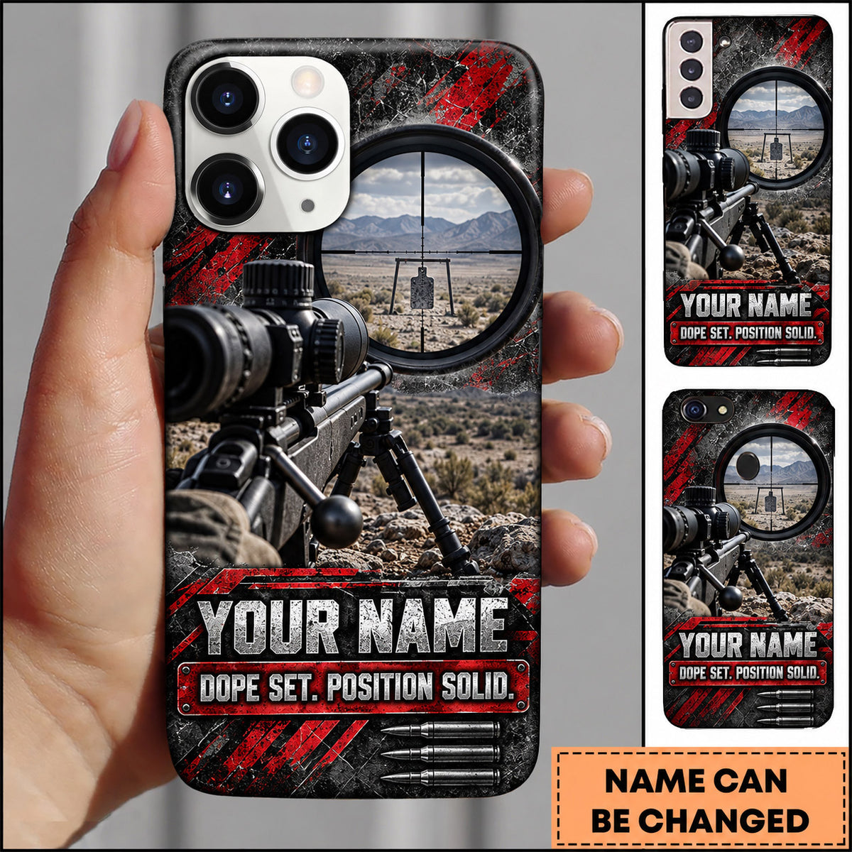 Maxcorners Long Range Shooting Dope Set Position Solid Marksman Personalized Name 3D Phone Case
