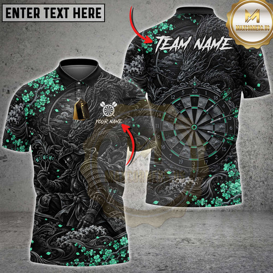 Maxcorners Darts Samurai Dragon Floral Dartboard Graphic Multiple Options Personalized Name, Team Name 3D Shirt
