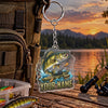 Maxcorners Dynamic Ocean Wave Fishing Artwork Personalized Name 2D Acrylic Keychain Ornament (8 Fish Species)
