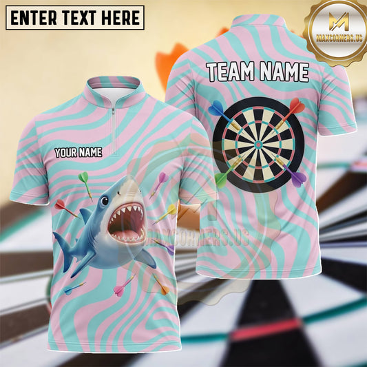 Maxcorners Shark Tropical Wave Pattern Dartboard Multiple Options Personalized Name, Team Name 3D Shirt